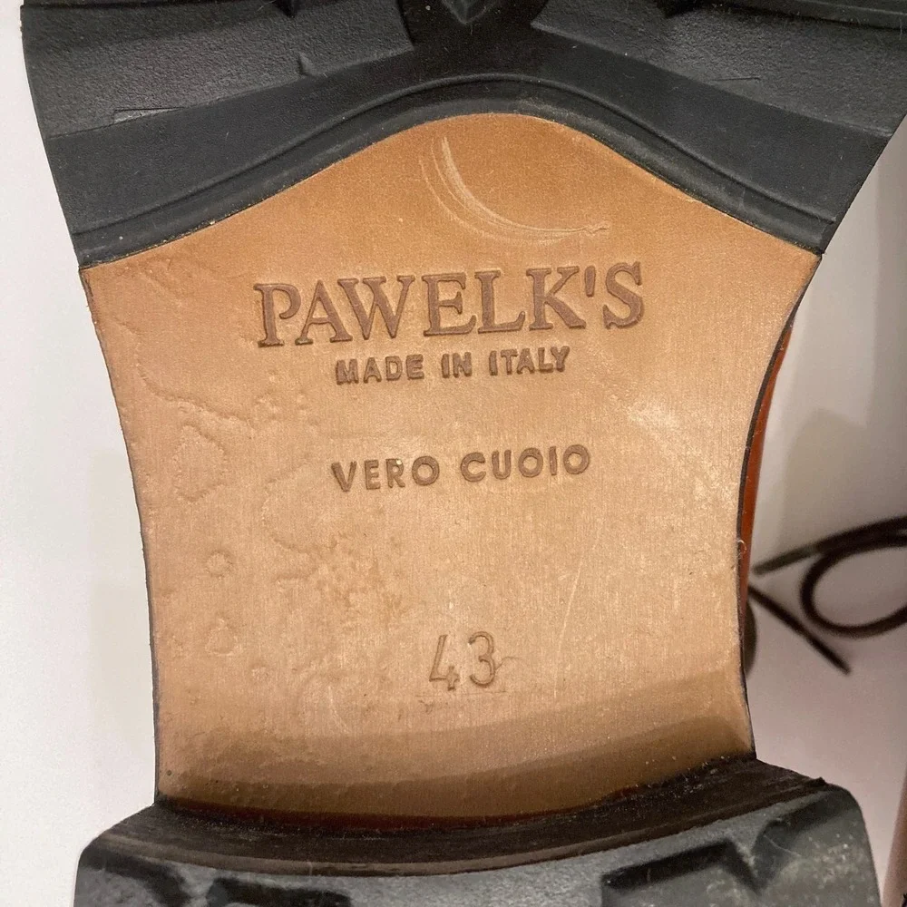 Pawelk's Juno Lace Up Oxford Apron Toe Brown Leather EU 43 US‎ Mens 10 Italy